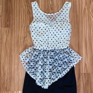 Lace Polka Dot Peplum Dress